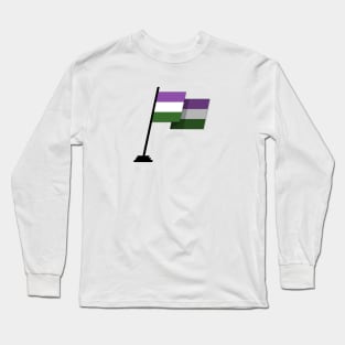 Large Waving Flag in Genderqueer Pride Flag Colors Long Sleeve T-Shirt